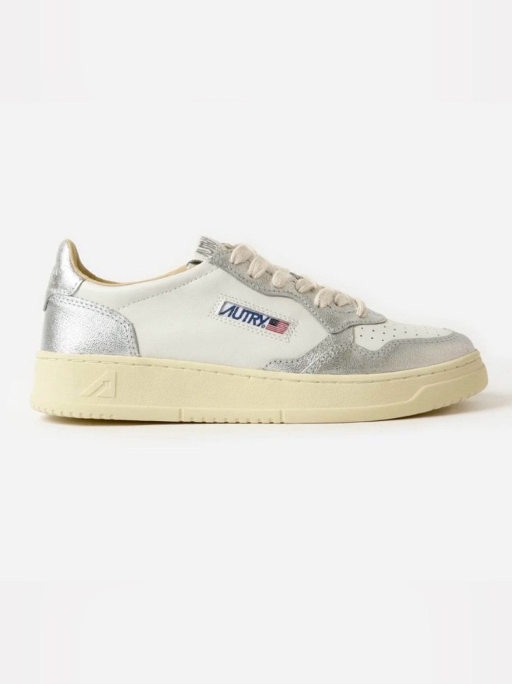 Autry Medalist Low Silver and White Sneakers EU 38 US 8